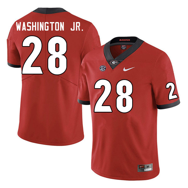 Men #28 Marcus Washington Jr. Georgia Bulldogs College Football Jerseys Sale-Red
